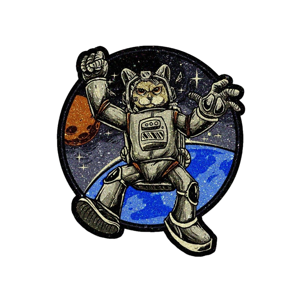 Cat Astronaut Glitter Sticker